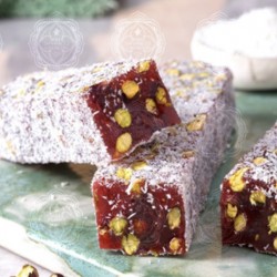     ( Special Turkish Delight with Pistachio Covered with Coconut)