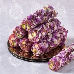 ( Finger Turkish Delight with Pomegranate Flavor and Pistachio Covered with  Rose Petals ) 210 g
