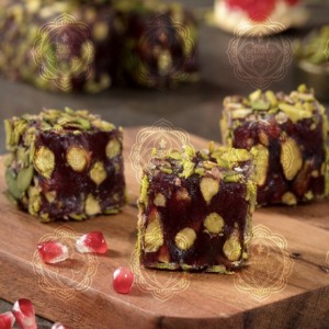 Special Turkish delight With Pomegranate Flavor And Pistachio Covered with Pistachio Slivers