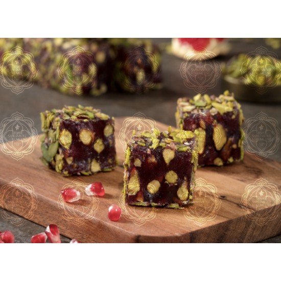 Special Turkish delight With Pomegranate Flavor And Pistachio Covered with Pistachio Slivers