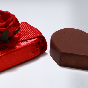 Red, Rose, Heart Gianduja/Hazelnut Filled Milk Chocolate